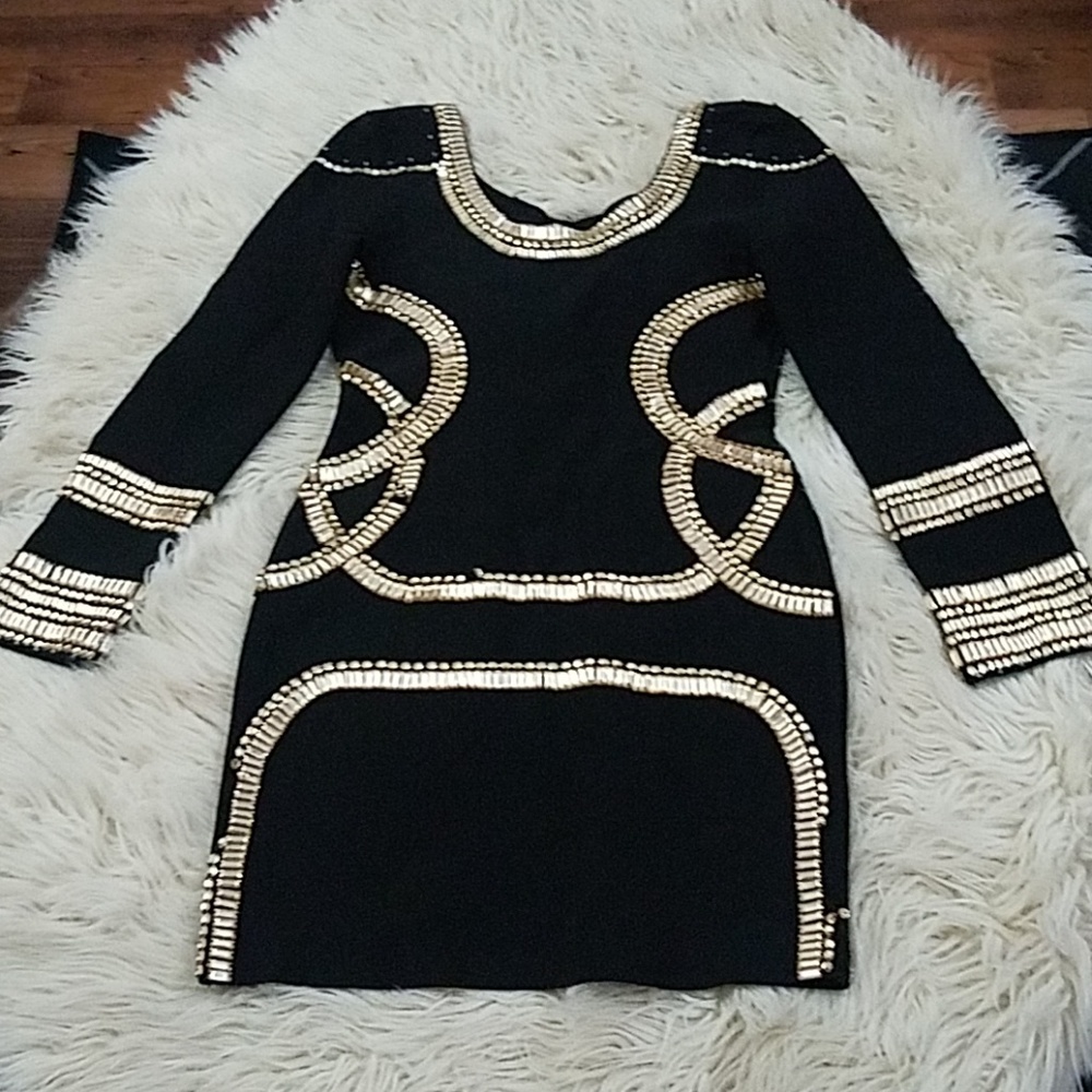 Black Tie Elegant Cocktail Dress Rhinestones Bling